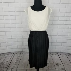 Max and Cleo Black & White Pleated Dress